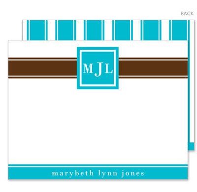Framed Turquoise and Brown Band Flat Note Cards
